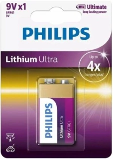 Baterie 9V lithiová, Philips